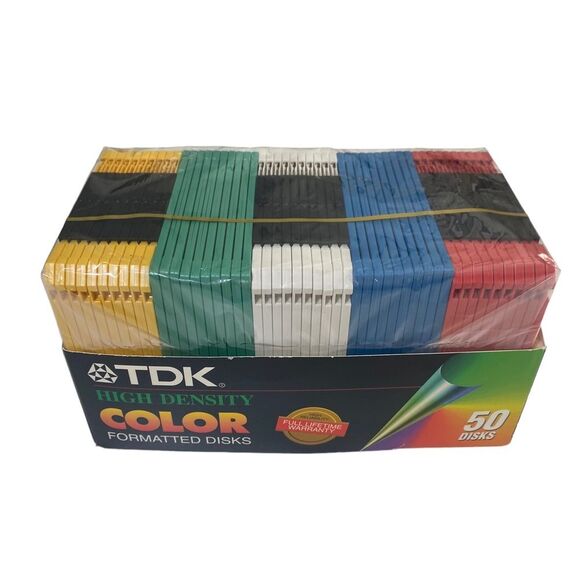 TDK 50 High Density Color Formatted Disks NIP New - Picture 1 of 7